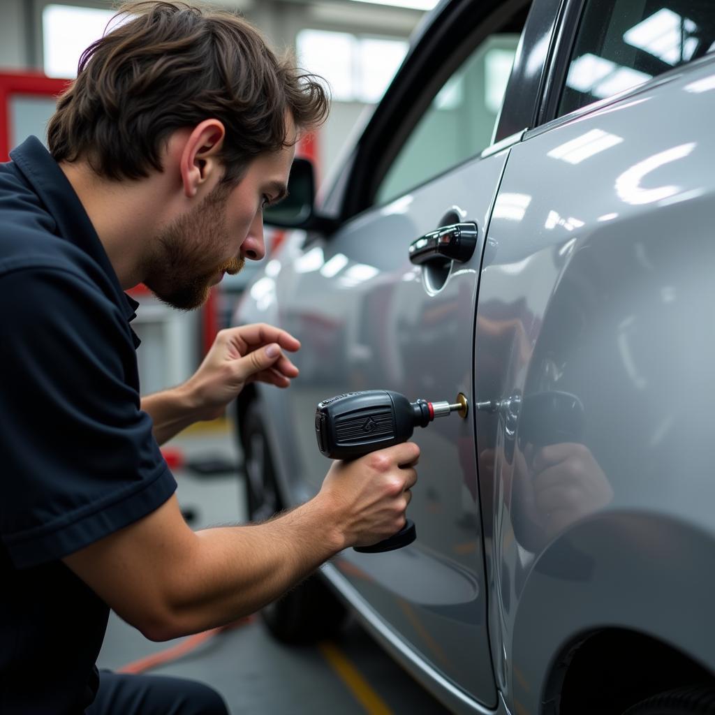 Dent Repair in a Car Body Repair Shop in Oxford