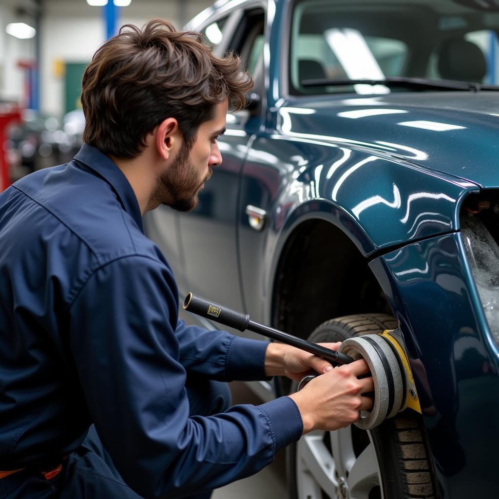 Car Body Repair Shop Technician Working