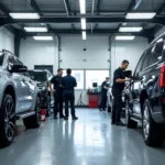 Car body repair shop in Wigan, featuring modern equipment and skilled technicians.