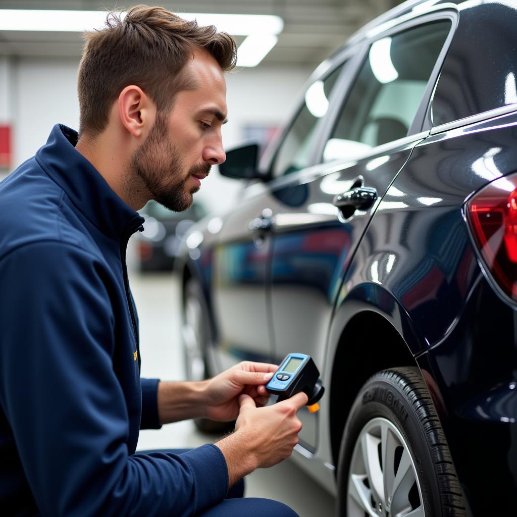 Final inspection of a repaired car in Skegness