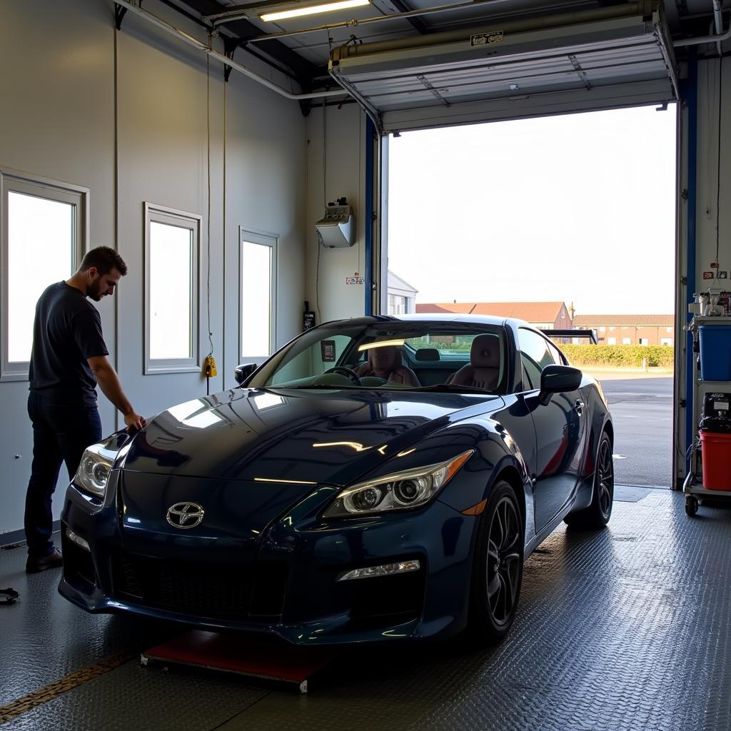 Car being repainted in a Skegness body shop