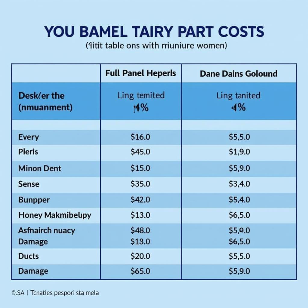 Examples of car body repair costs in Stamford