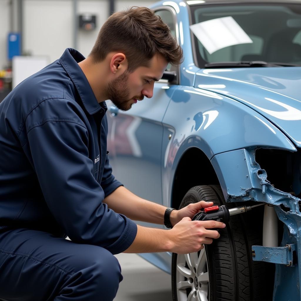 Car Body Repair Technician Working