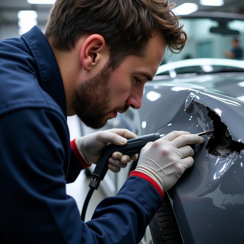 Car Body Repair Technician at Work