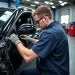 Car Body Repair Technician Working on a Car