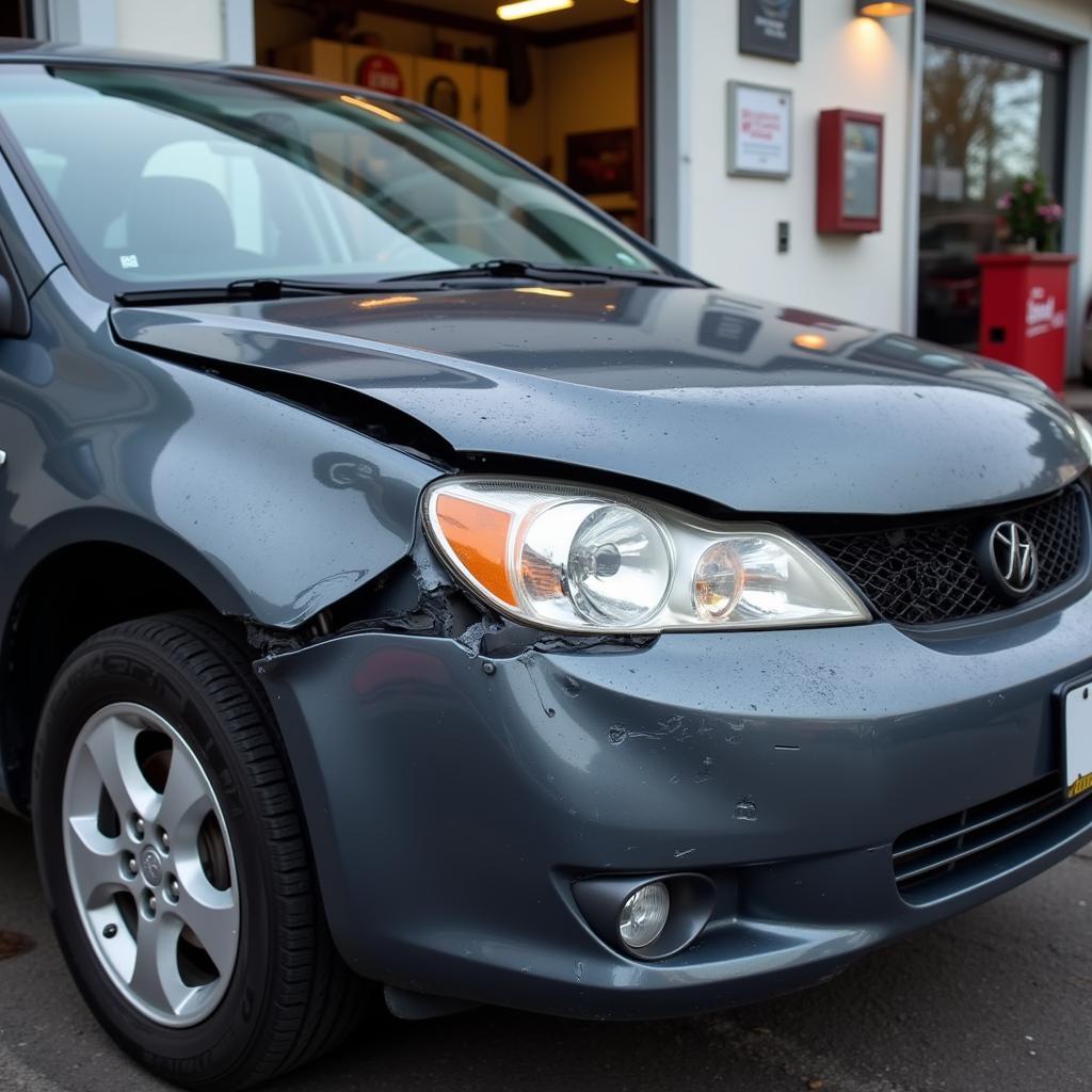 Car with Accident Damage in Walkley Awaiting Repair