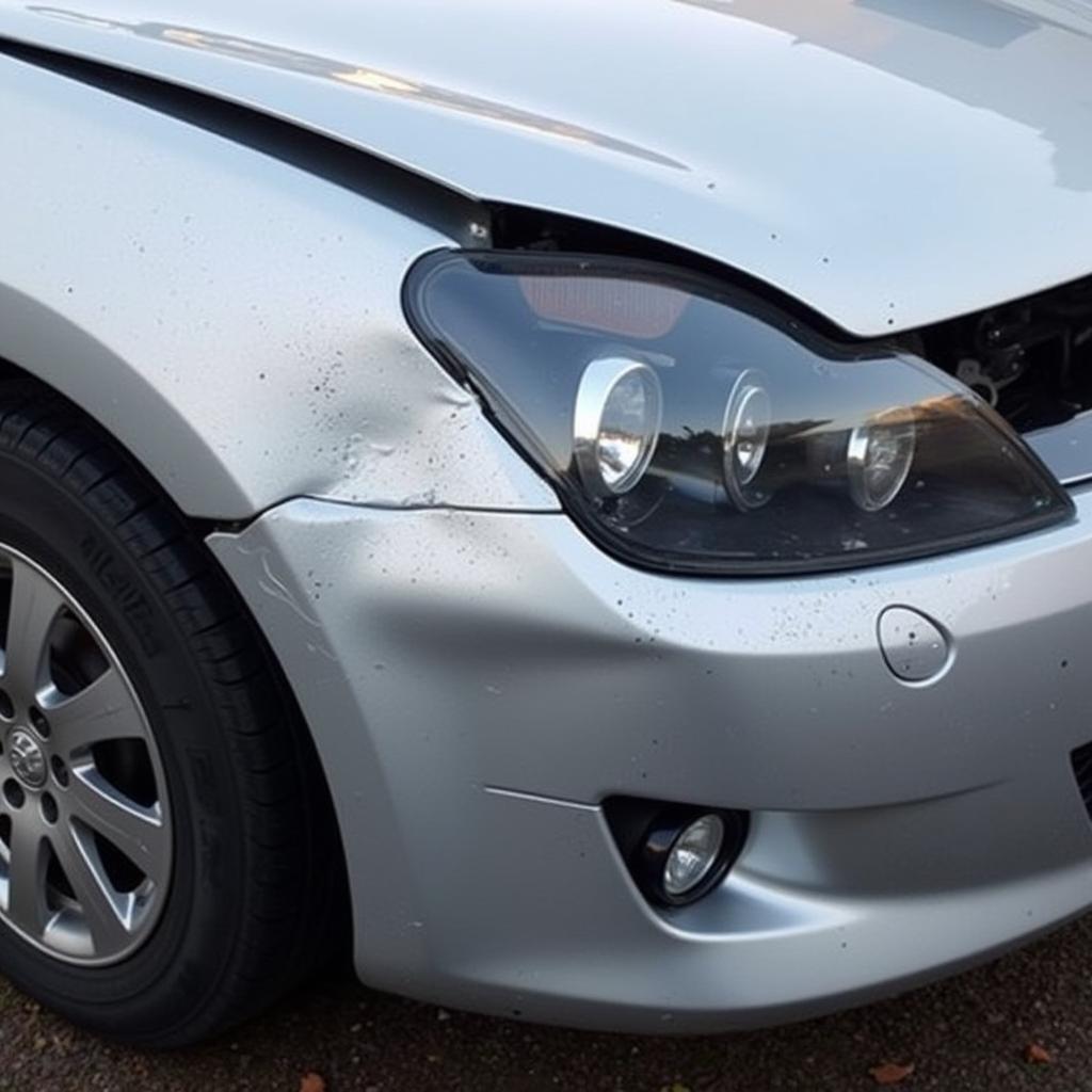 Damaged car requiring body repairs in Warrington Cheshire