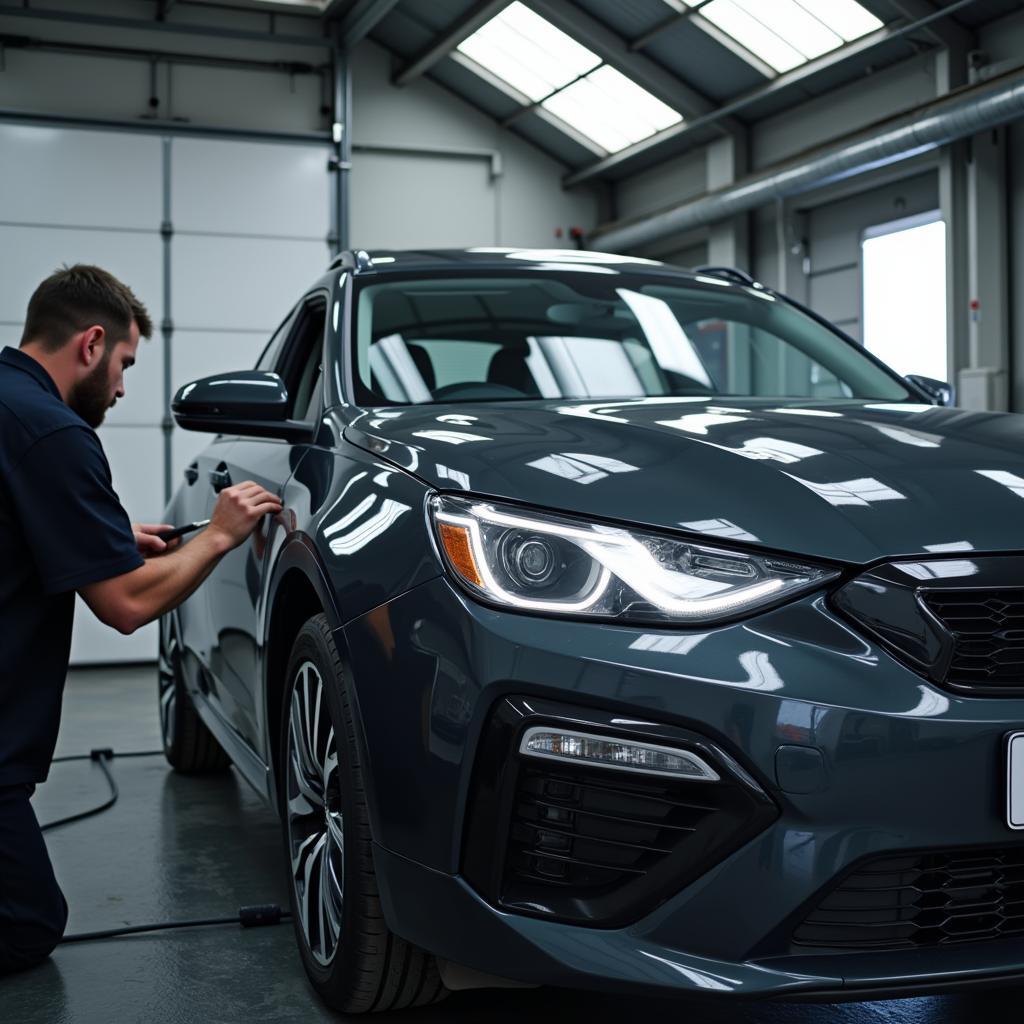 Final inspection of car body repair in Wednesbury