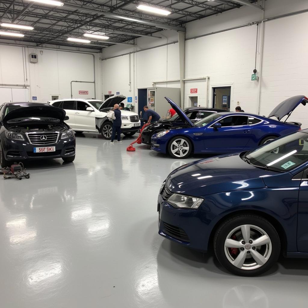 Inside a Car Body Repair Shop in Widnes