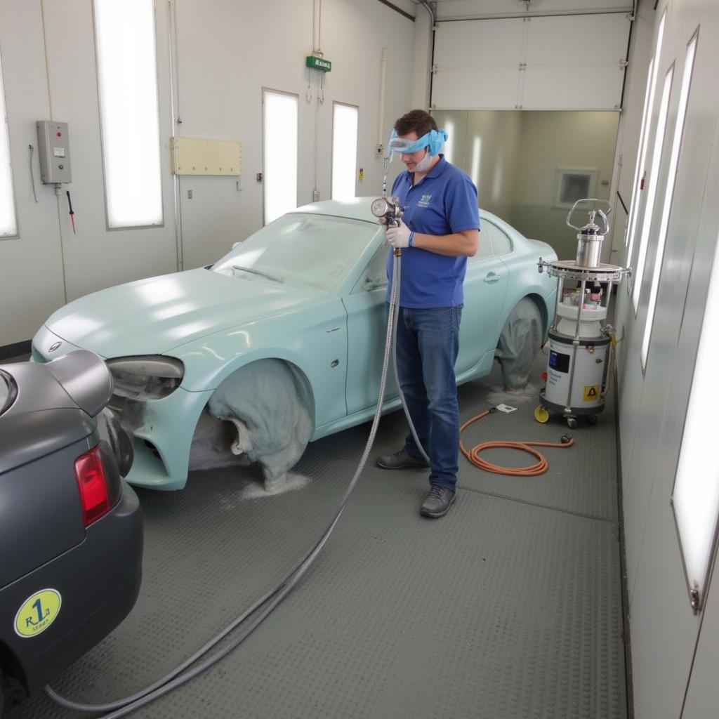 Car body repairs in Cannock: A professional paint shop environment.