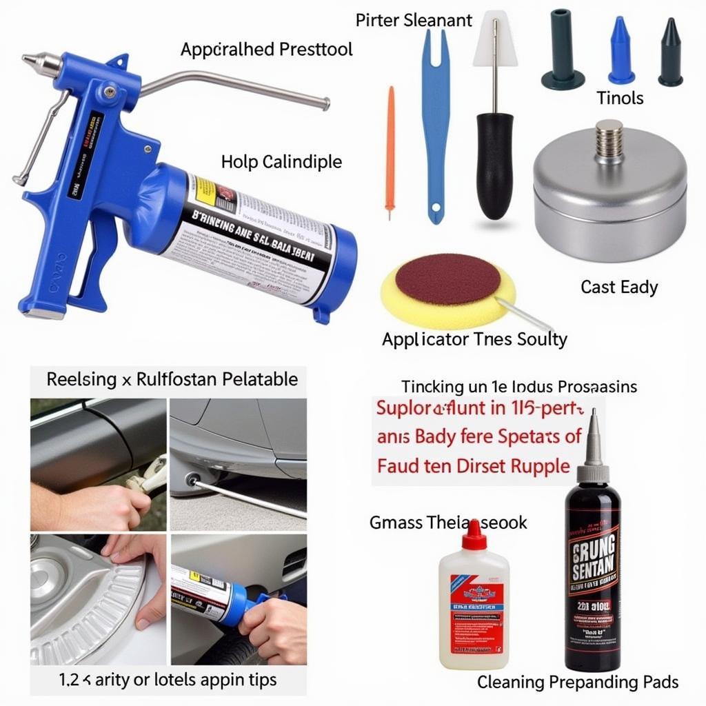 Car Body Sealant Application Tools: Showcasing the essential tools for applying car body sealant effectively.