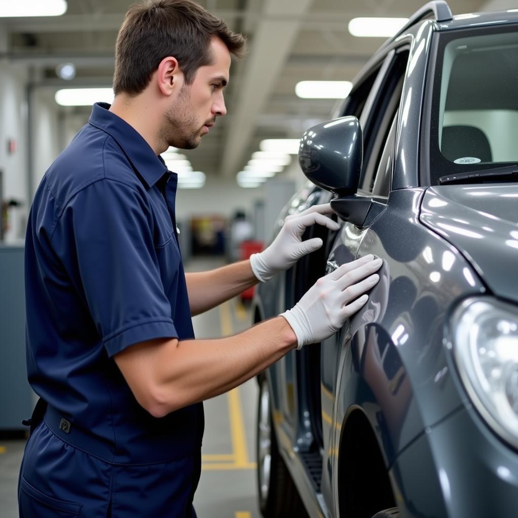 Final inspection of a repaired car in Luton