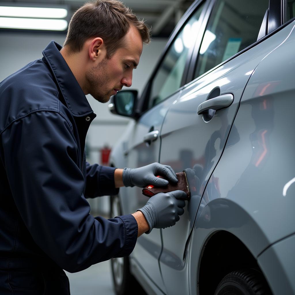 Car Bodywork Repair Process in Widnes - Technician Working