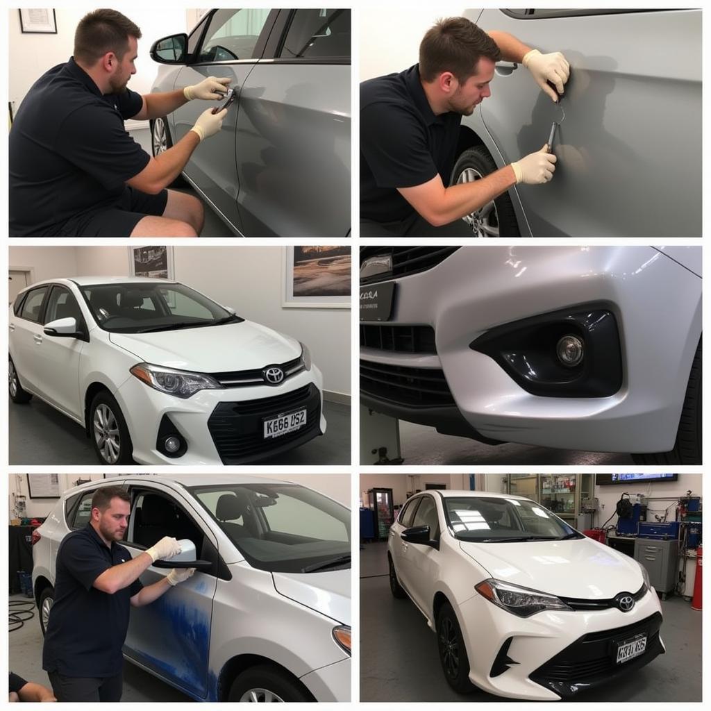 Different car bodywork repair techniques being applied in Grimsby.