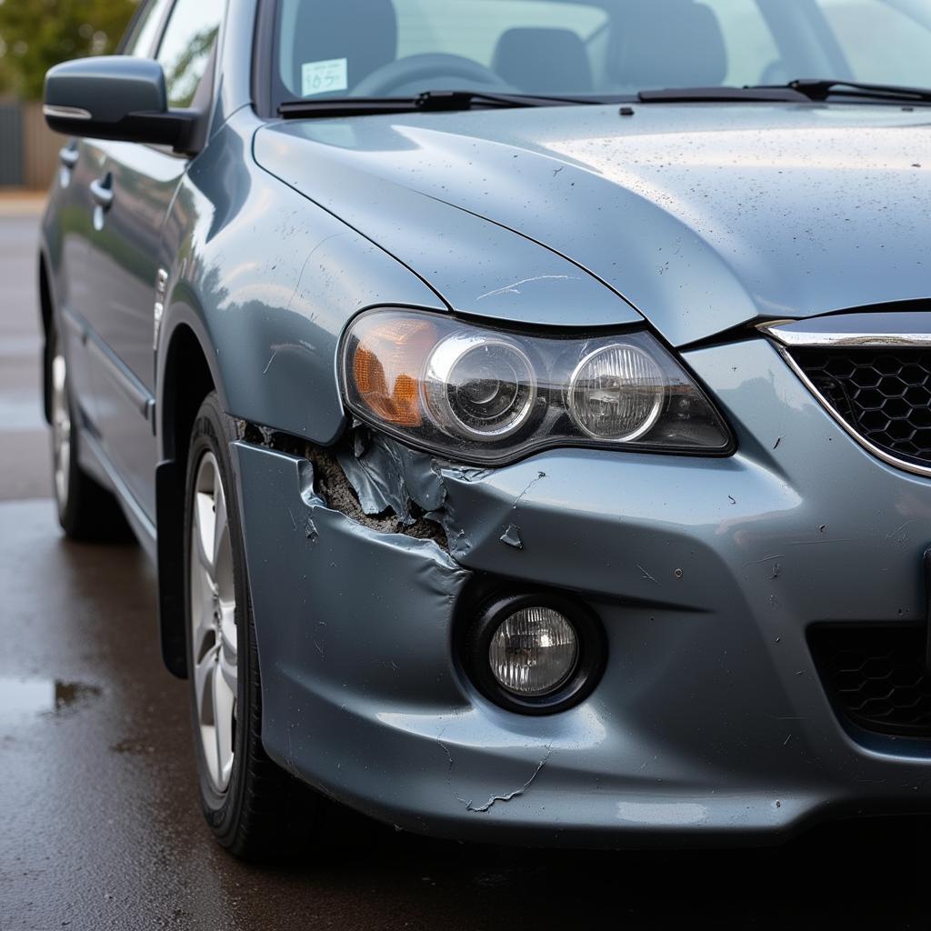 Damaged car requiring bodywork repair in Warrington