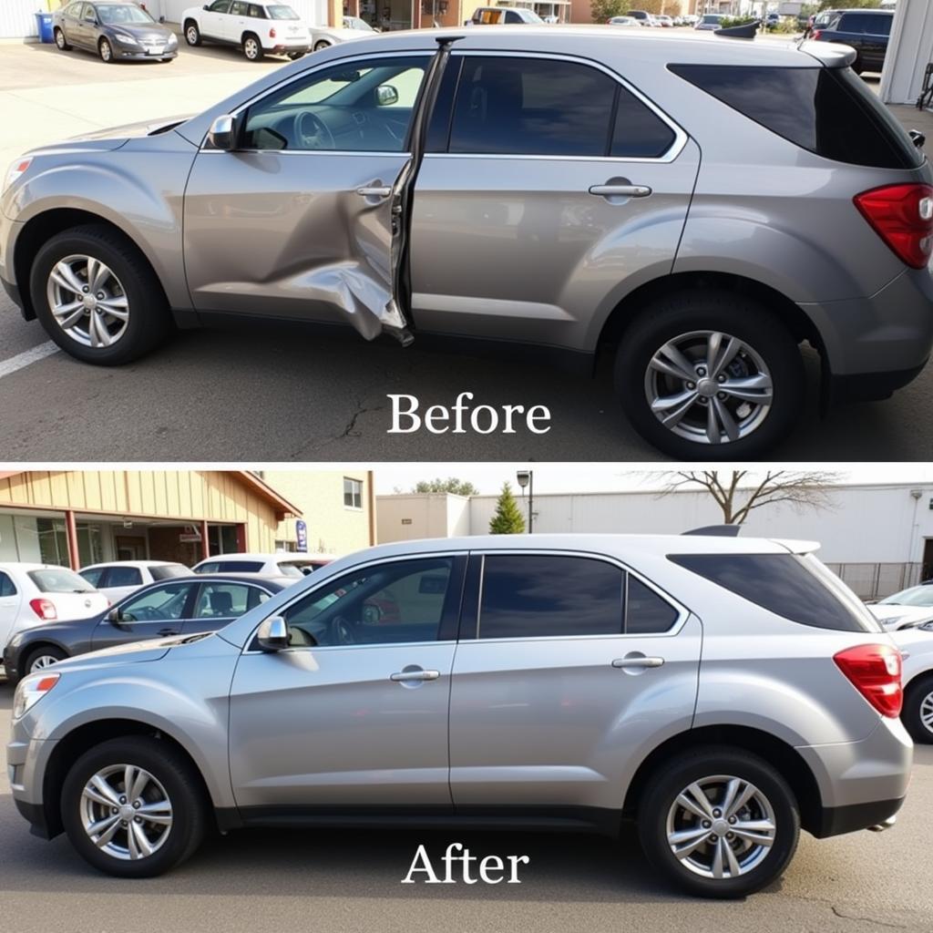 Before and after car bodywork repairs in Farnborough