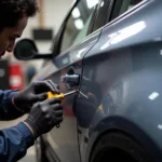 Dent removal on a car in Liverpool