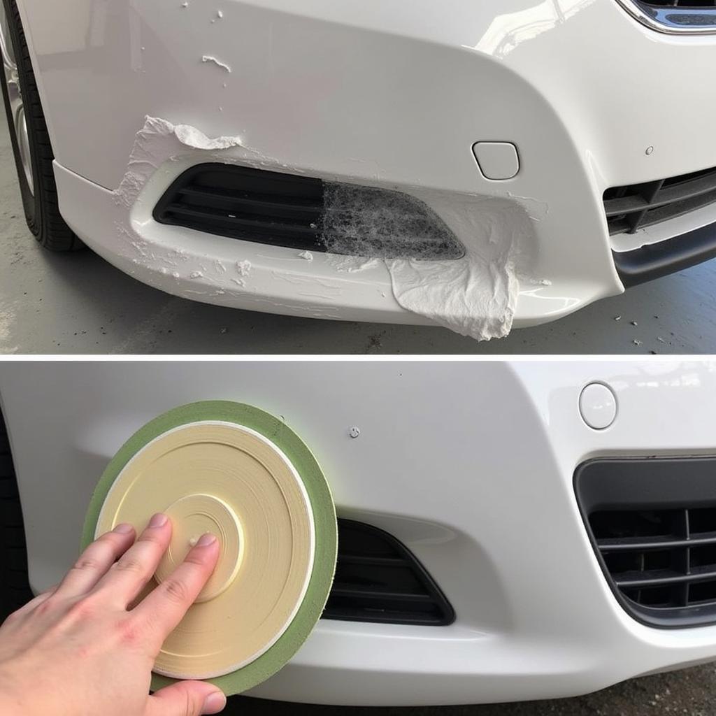 Cleaning and Sanding a Car Bumper Before Applying Filler