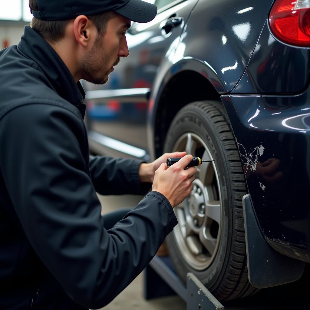 Car bumper damage assessment in a Cork repair shop