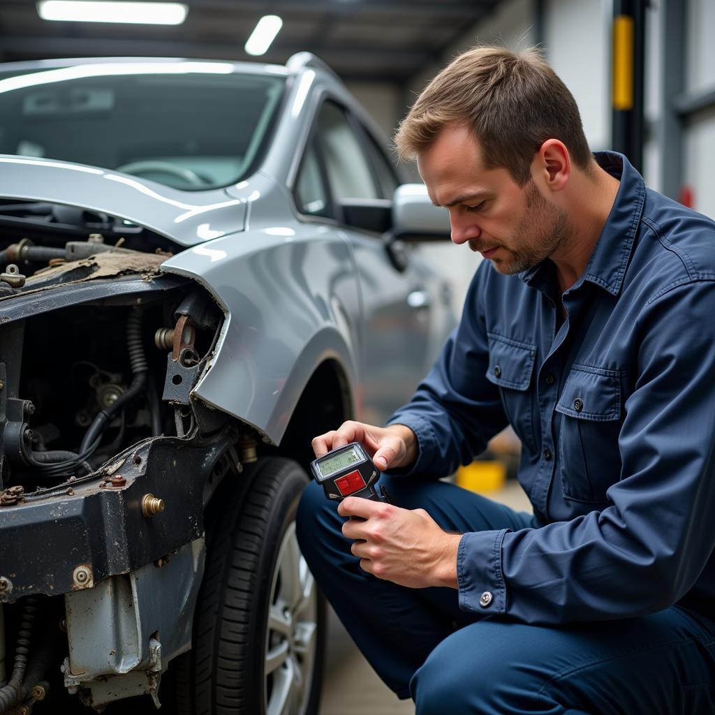 Car Bumper Repair Process at a Body Shop