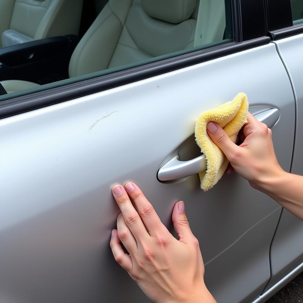 Clear Coat Scratch Repair on a Car Door