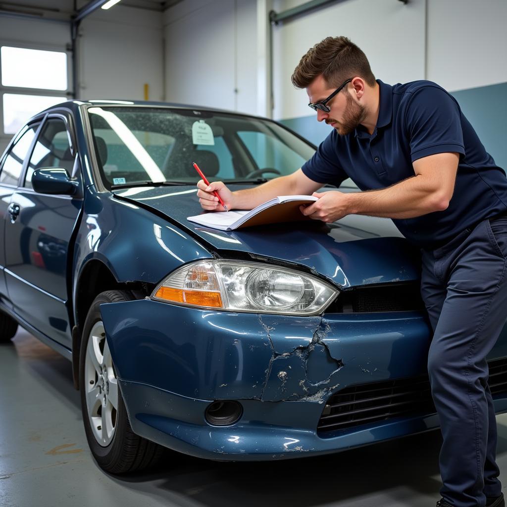 Expert Assessing Car Damage after a Collision