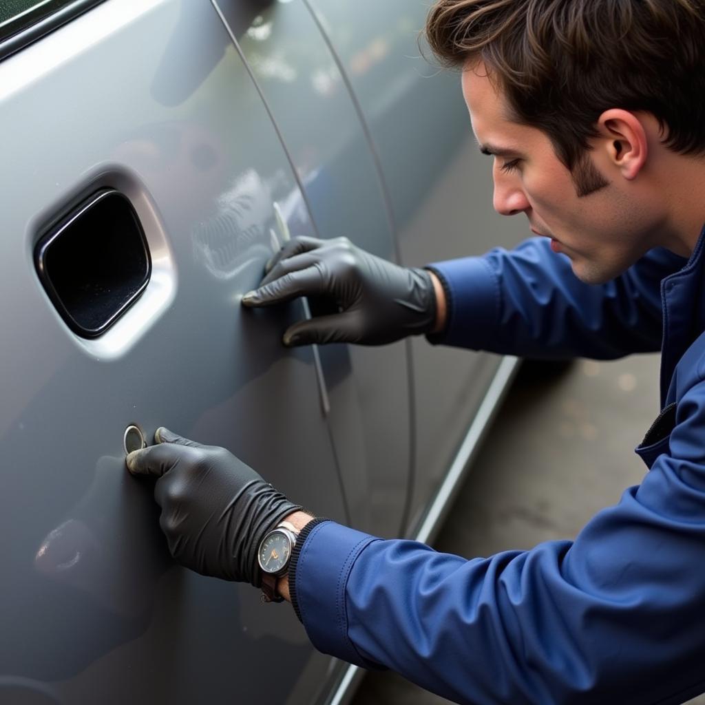 Car Dent Repair in Progress at a High Wycombe Garage