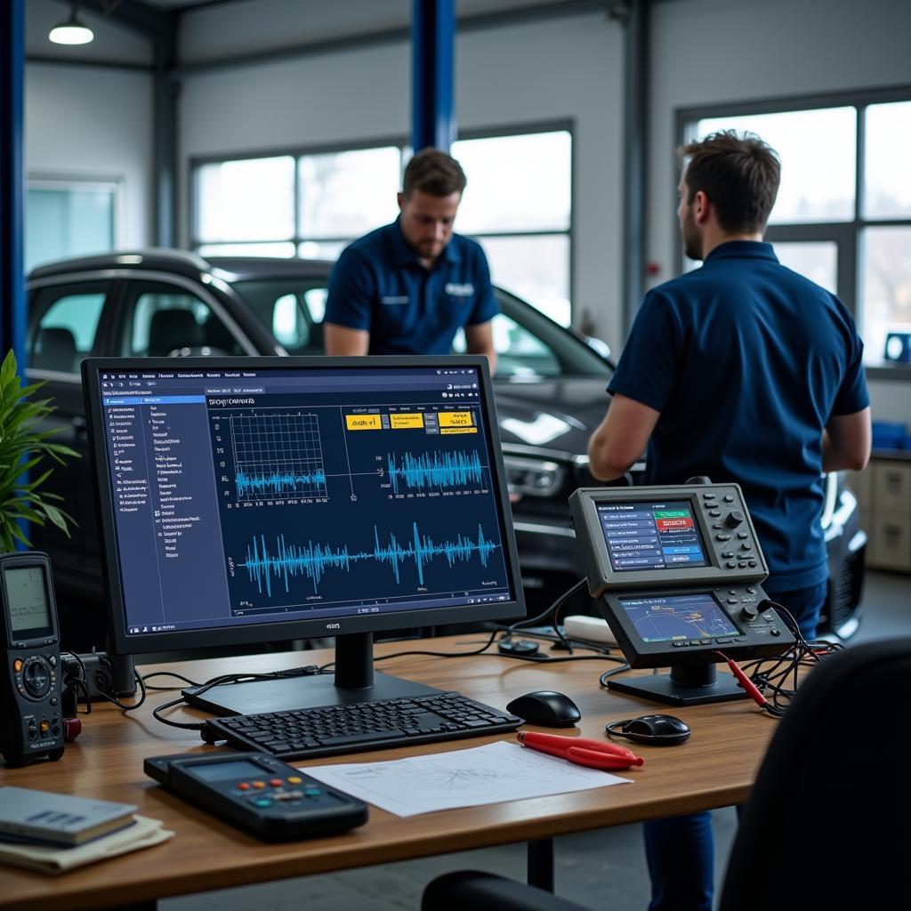 Modern Car Diagnostic Equipment in a Repair Shop