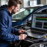 The diagnostic process in a car repair shop