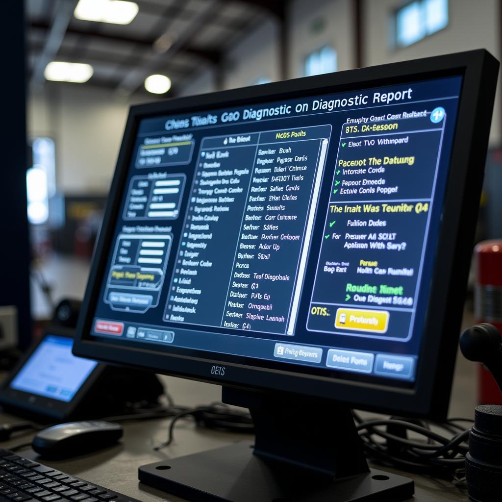 Car Diagnostic Report Displayed on Computer Screen