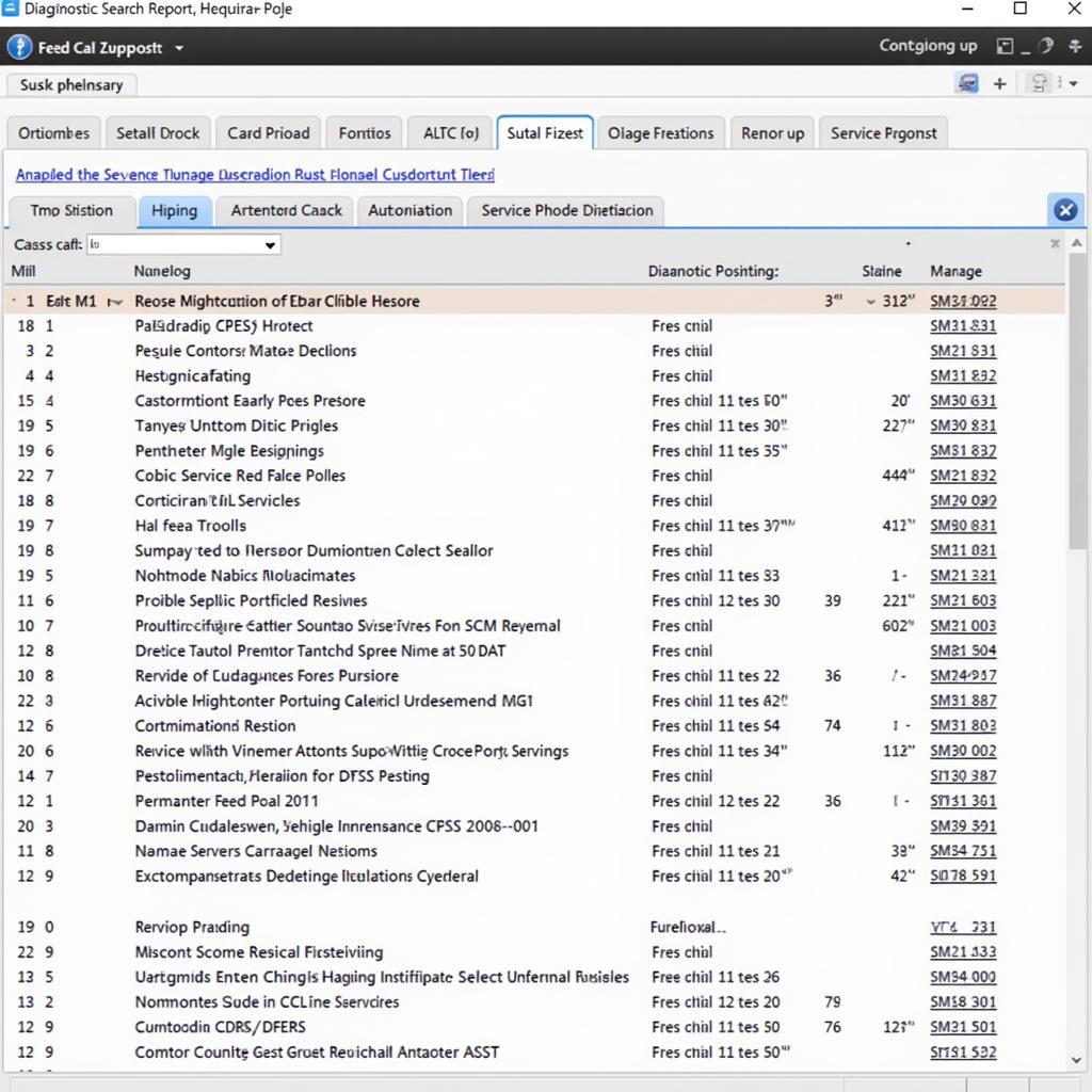 Car diagnostic report displayed on a laptop screen.