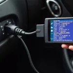 Car Diagnostic Scanner Connected to OBD-II Port