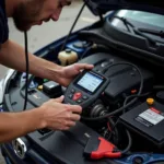 Car Diagnostic Test Checking Battery