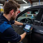 Car Diagnostic Test in Progress at a UK Garage