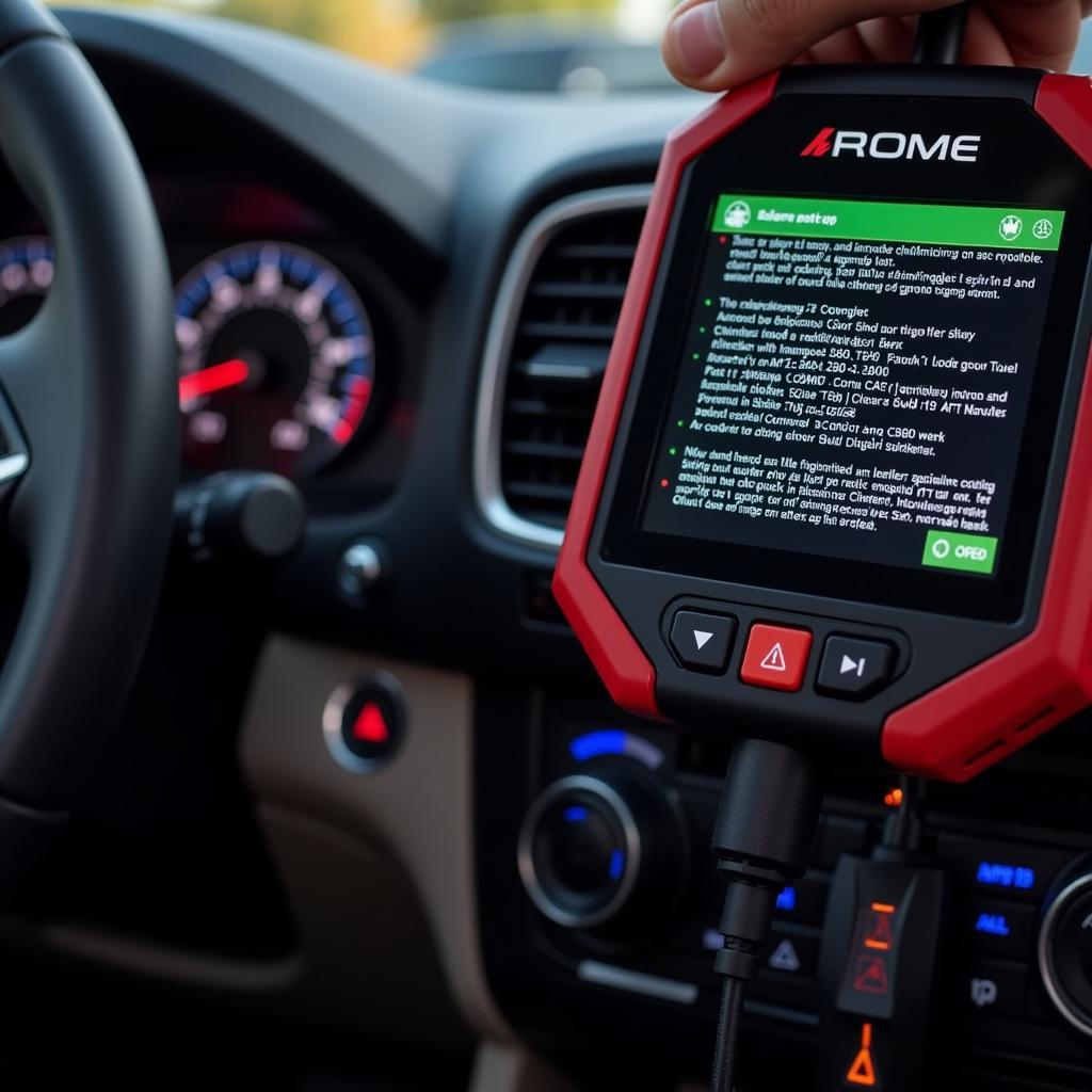 Car Diagnostic Tool Connected to OBD-II Port