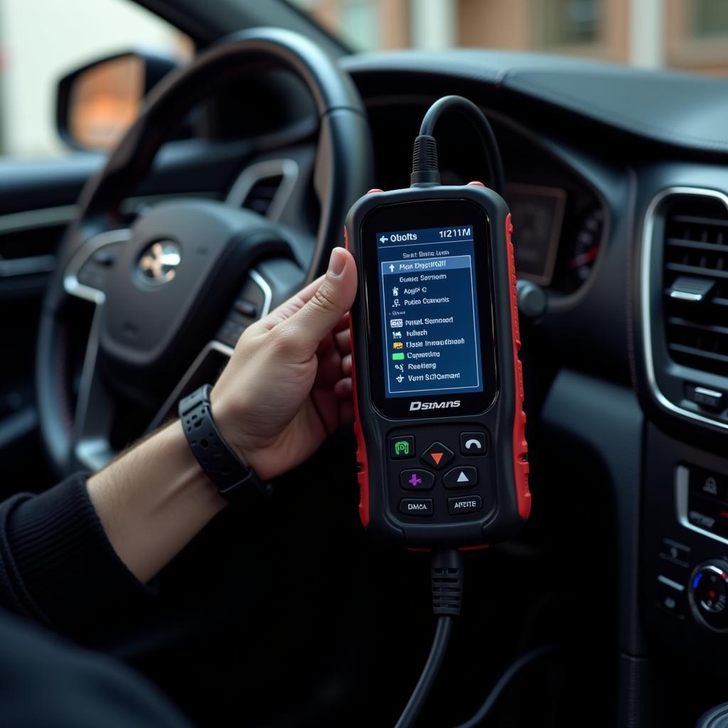 Car Diagnostic Tool Connected to OBD2 Port