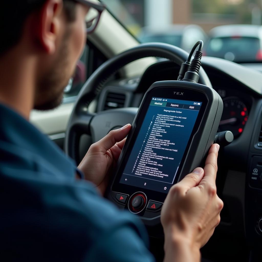 Mechanic connecting a car diagnostic scanner in Middelburg Mpumalanga