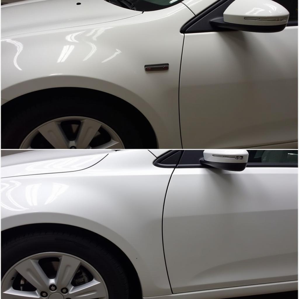 A fully repaired car door after professional service