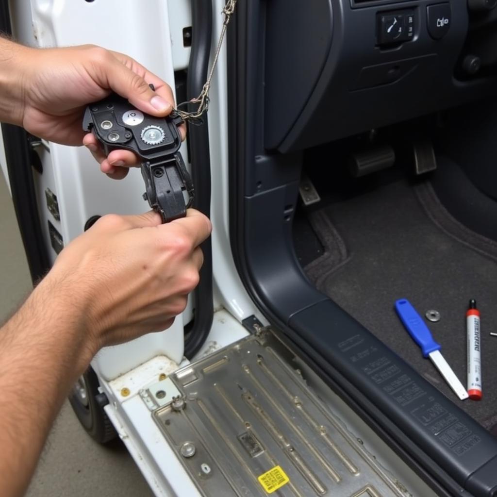 Car Door Window Regulator Repair Process