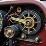 Close-up view of a car's electric clock mechanism