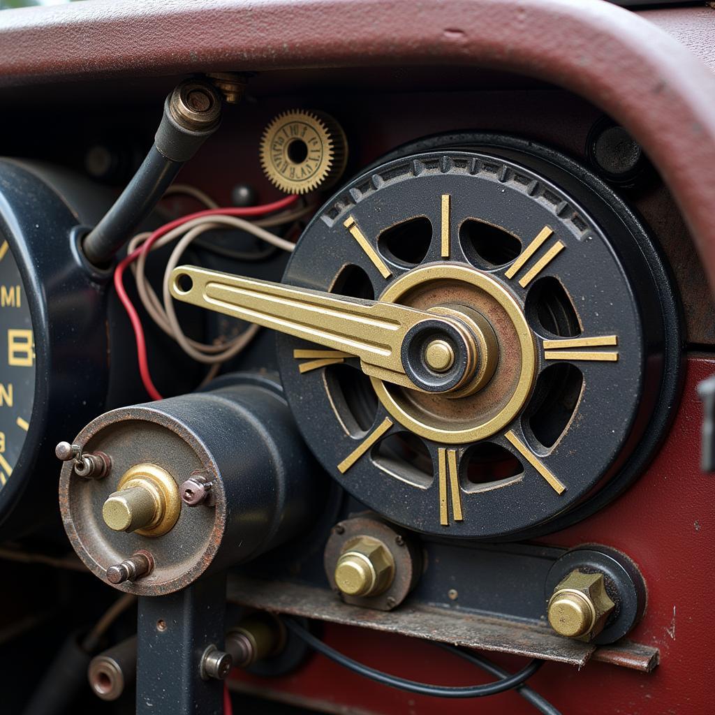 Close-up view of a car's electric clock mechanism