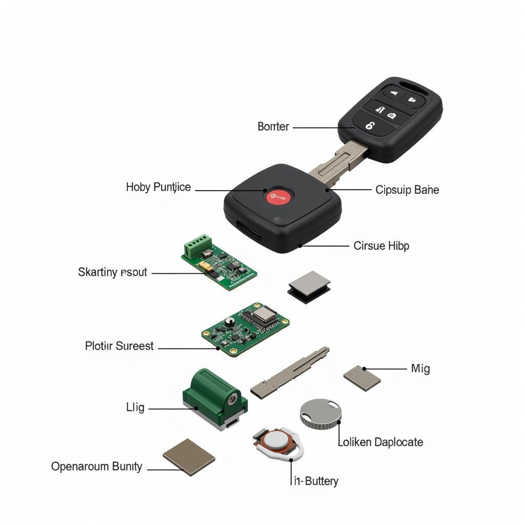 Car Key Fob Internal Components Exploded View