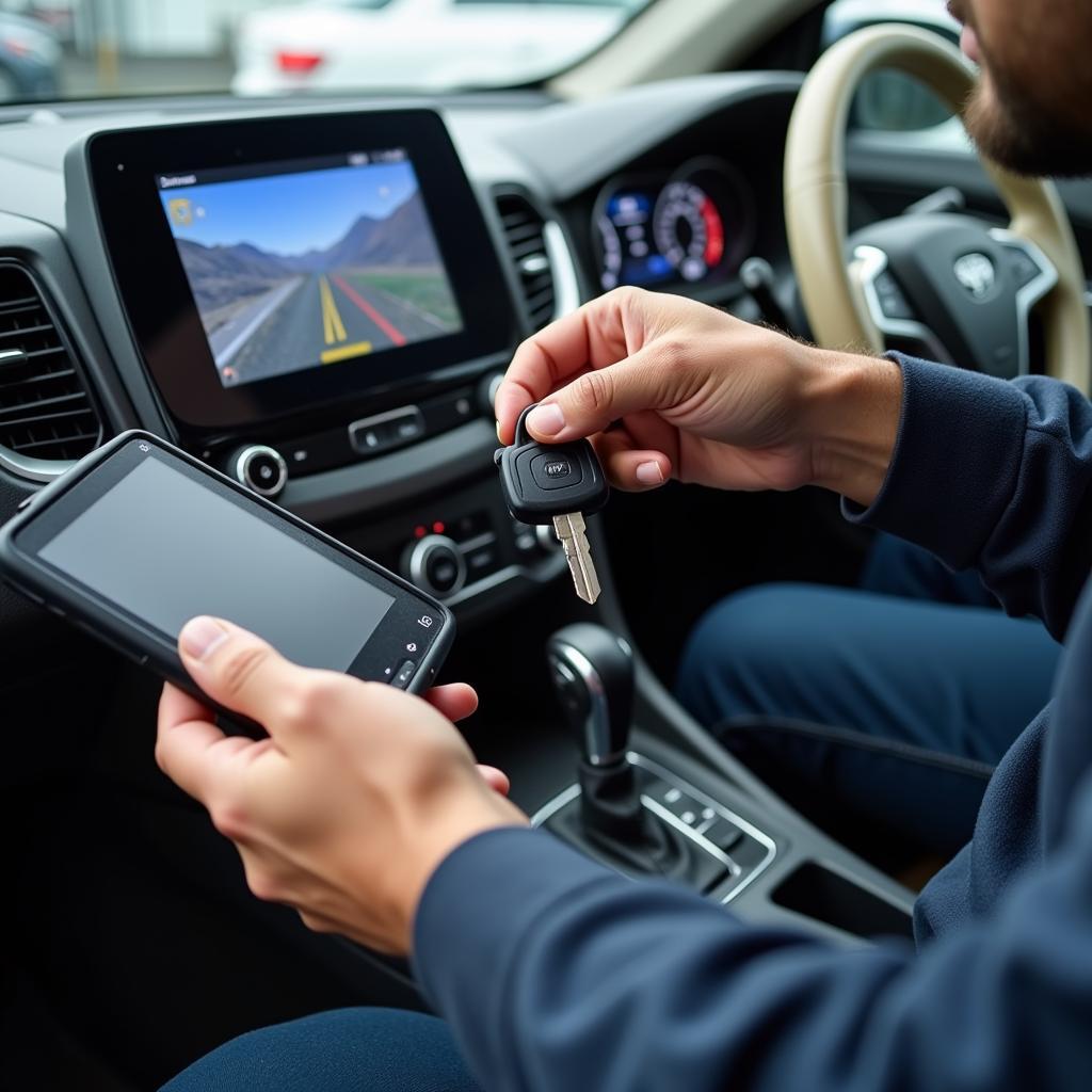 Car key programming at a car dealership