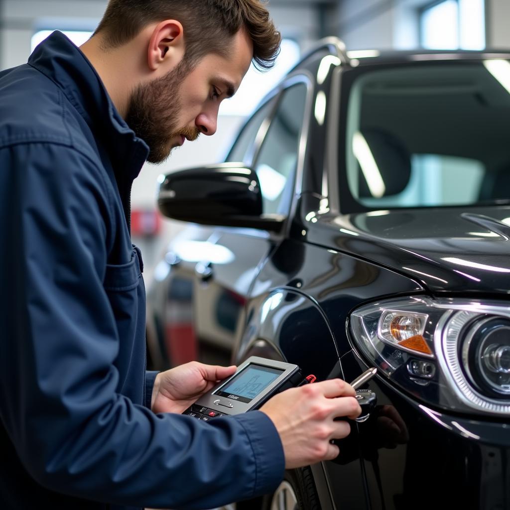 Car Key Repair Technician Working on a Vehicle in Kerry