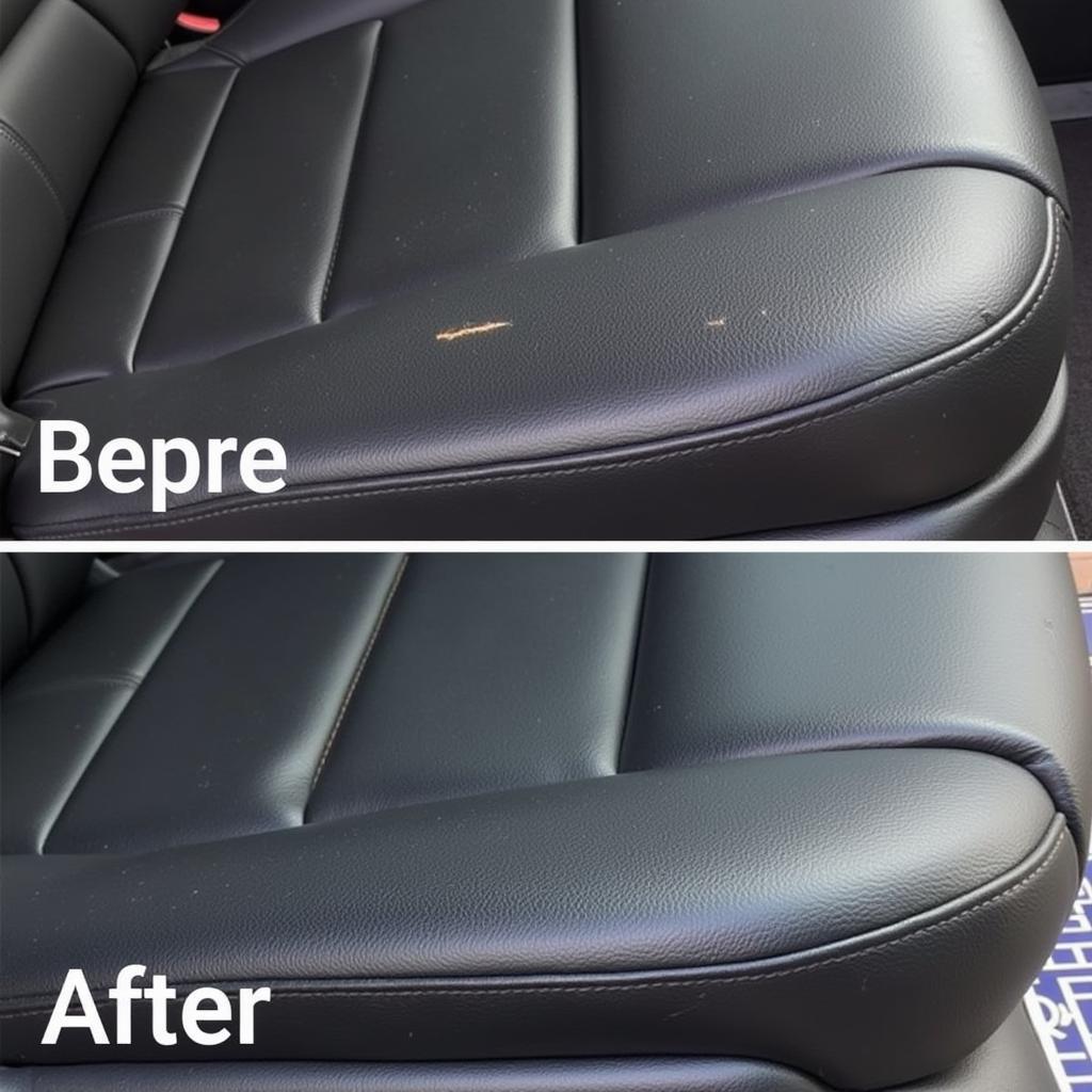 Before and After Car Leather Paint Repair