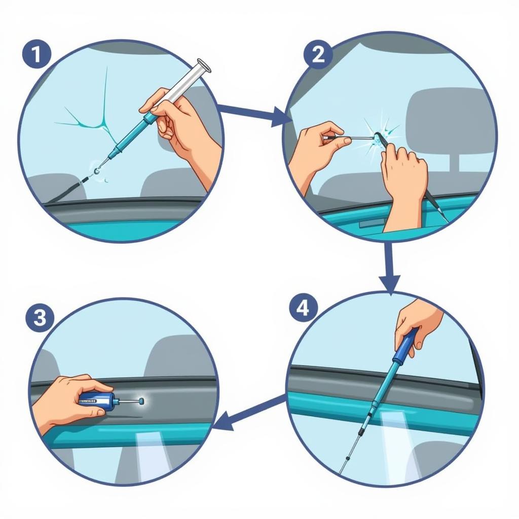 Car Mobile Window Repair Process Illustration