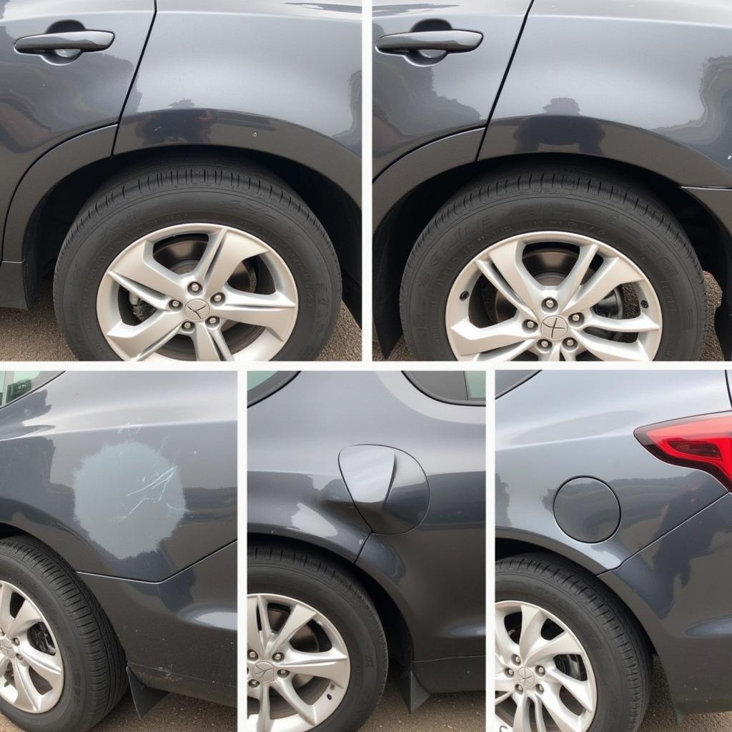 Car with various paint damage in Edmonton