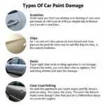 Types of Car Paint Damage in Grantham