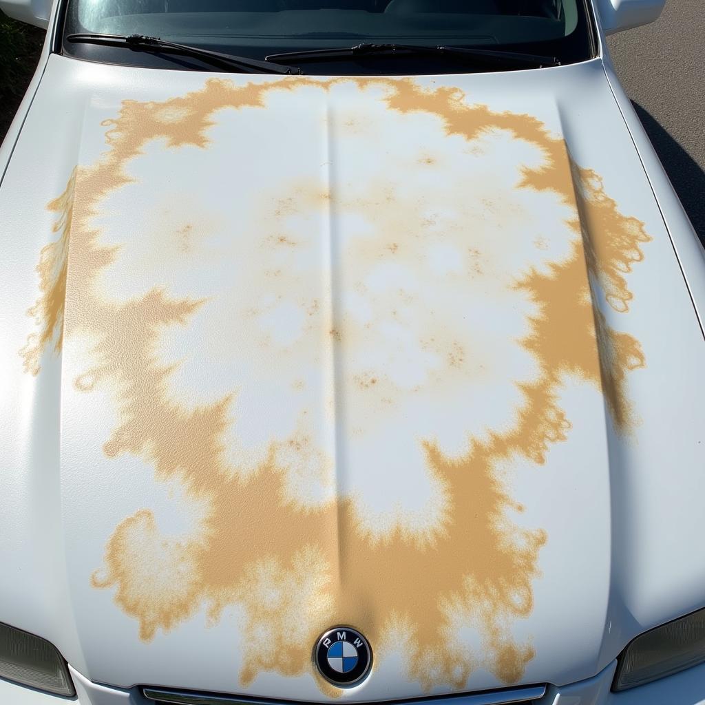 Car paint flaking caused by sun damage