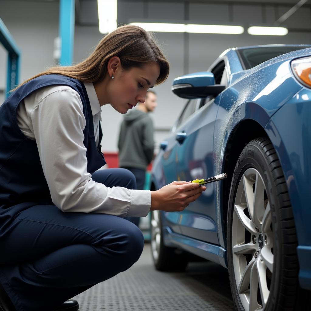 Close-up Inspection of Car Paint in Columbus, Ohio